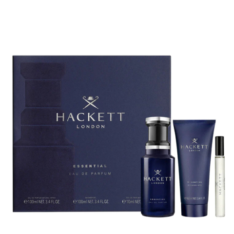 Hackett Essential - Set Cadou (Apa de parfum 100 ml + Gel de dus 100 ml + Apa de parfum 10 ml) Barbati - Eterna Beauty