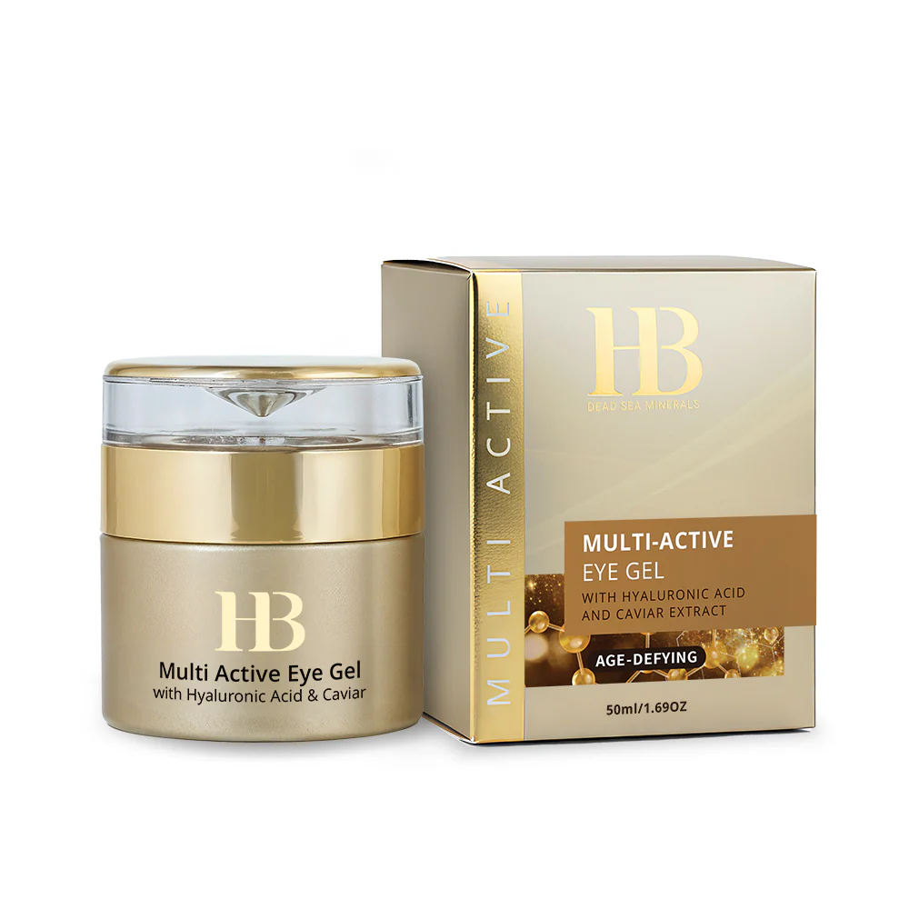 Facial - HB Multi Active Eye Gel Enriched with Hyaluronic Acid and Caviar extract - Gel pentru conturul ochilor, 50 ml, Femei - Eterna Beauty