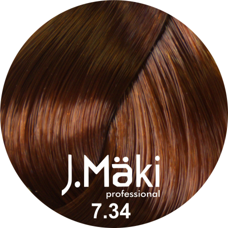 Vopsea de Par - J.Maki Professional Vopsea permanenta 7.34/Blond cupru auriu mediu 60ml - Eterna Beauty