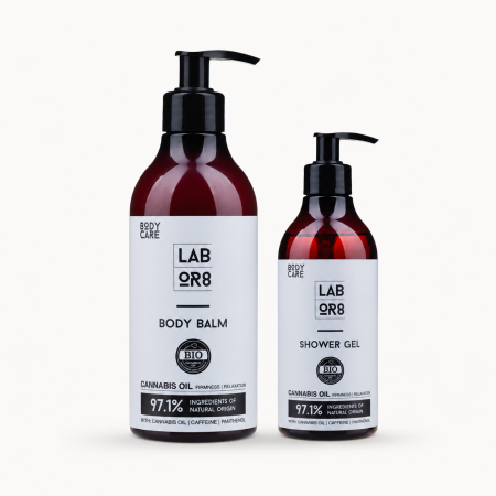 Gel de Dus - LABOR8 Hemp Body Care Set - Gel de duș 380 ml + Balsam de corp 1000 ml
