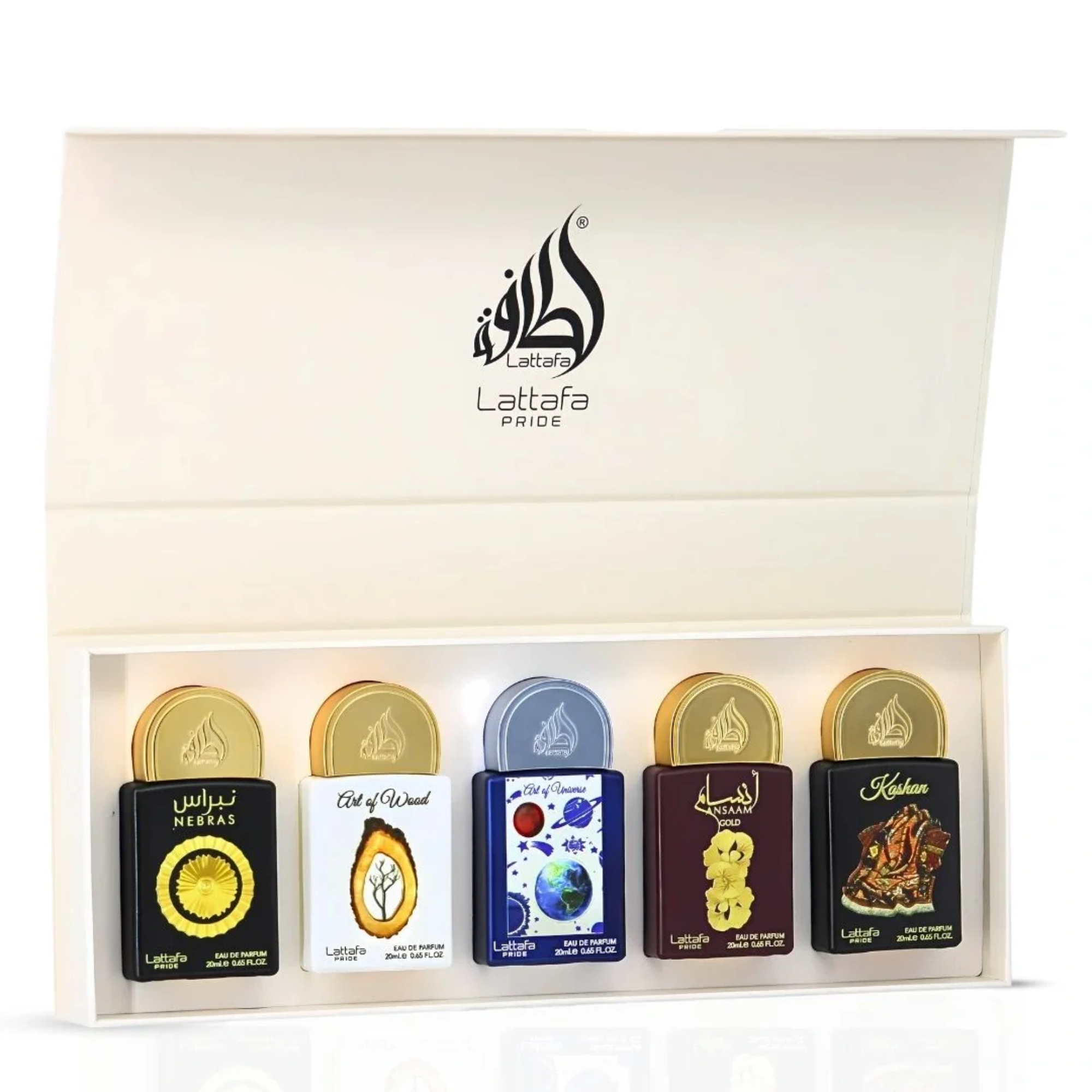 Lattafa Collection 3 - Set Cadou 5 x 20 ml (Nebras 20 ml + Art of Wood 20 ml + Art of Universe 20 ml + Ansaam Gold 20 ml + Kashan 20 ml) Unisex - Eterna Beauty [2]