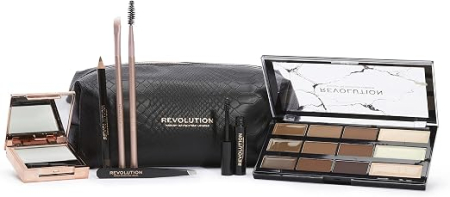 Cosmetice și Skincare pentru Față și Corp - Makeup Revolution The Brow Shaping Kit - Set complet pentru sprâncene, 8 piese - imagine produs