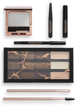Makeup Revolution The Brow Shaping Kit - Set complet pentru sprâncene, 8 piese - imagine produs [2]
