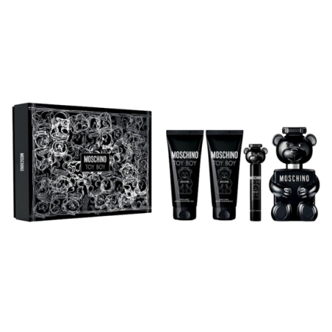 Condimentat - Moschino Toy Boy - Set Cadou (Apa de parfum 100 ml + Gel de dus 100 ml + Balsam dupa ras 100 ml + Apa de parfum 10 ml) Barbati - Eterna Beauty
