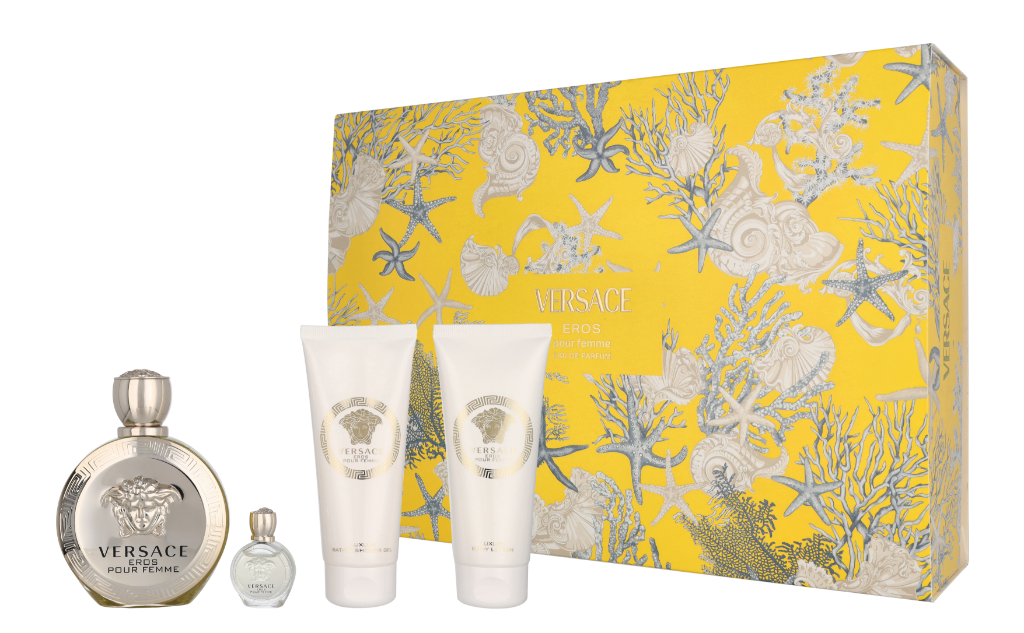 Floral - Versace Eros Femme Set Cadou (Apa de Parfum 100 ml + Apa de Parfum 5 ml + Gel de dus 100 ml + Lotiune corp 100 ml) Femei - Eterna Beauty