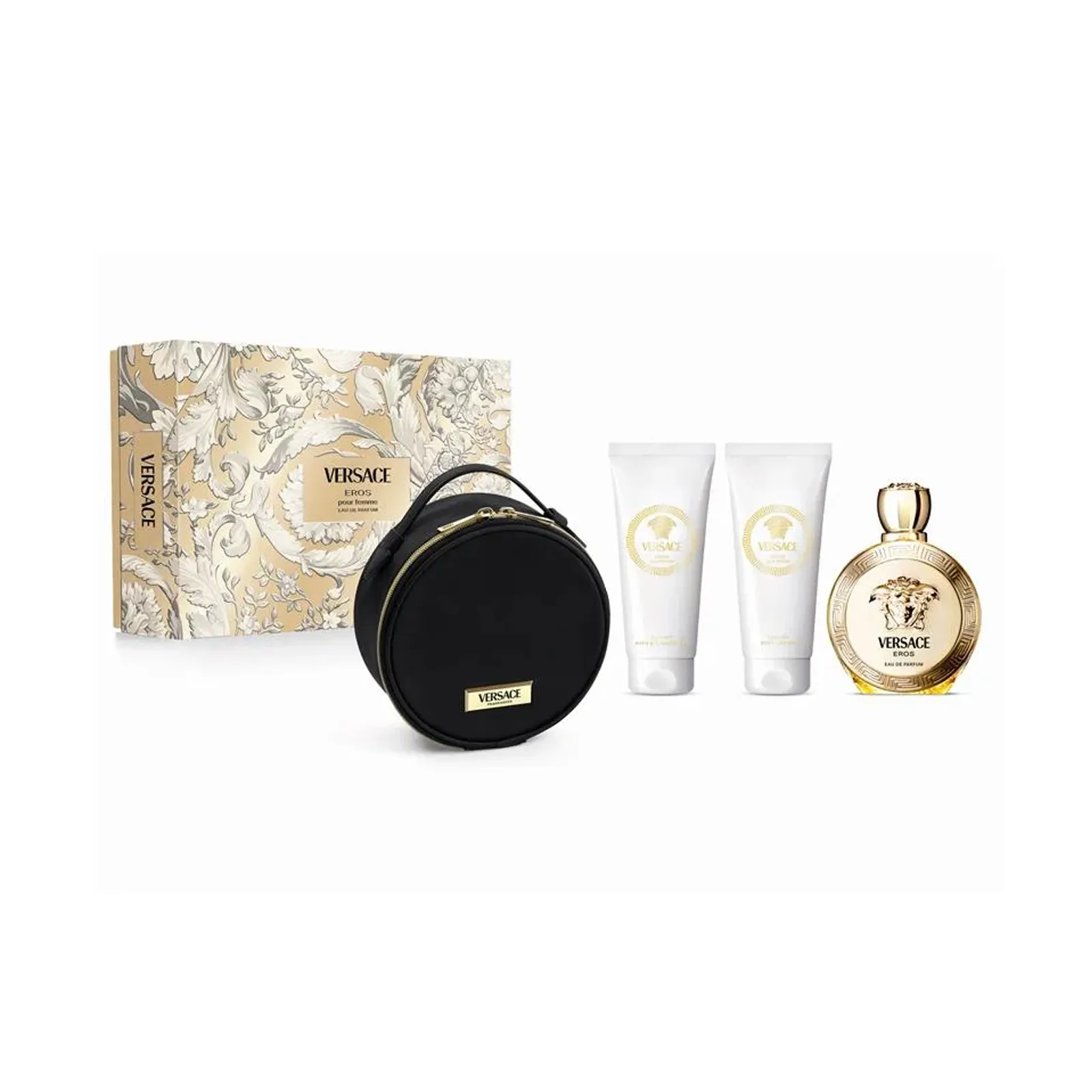 Parfumuri - Versace Eros Pour Femme   Set Cadou (Apă de Parfum 100 ml + Loțiune de Corp 100 ml + Gel de Duș 100 ml + Geantă cosmetică), F