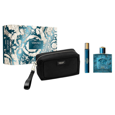 Seturi Cadou - Versace Eros Set Cadou: Apa de Parfum 100  ml + Apa de Parfum 10  ml + Geanta Cosmetice Barbati | Eterna Beauty