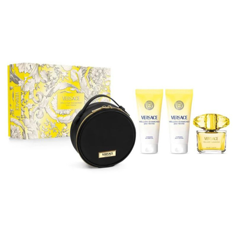 Versace Yellow Diamond - Set Cadou (Apa de toaleta 90 ml + Lotiune corp 100 ml + Gel de dus 100 ml + Geanca cosmetice) Femei - Eterna Beauty
