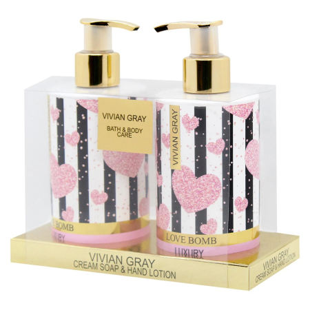 Sapun Lichid - Vivian Gray Love Bomb - Set săpun lichid și loțiune de mâini, 2 x 250 ml - imagine produs