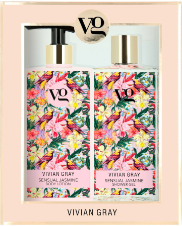 Cosmetice și Skincare pentru Față și Corp - Vivian Gray Sensual Jasmine - Set gel de duș și loțiune de corp, 2 x 350 ml - imagine produs