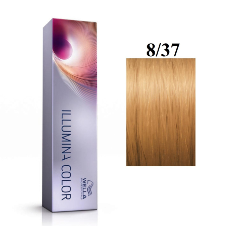 Vopsea de Par - Wella Professionals Illumina Color 8/37  Vopsea permanenta Blond Deschis Auriu Castaniu 60ml - Eterna Beauty