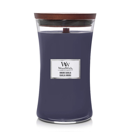 Lumânări parfumate - WoodWick Hinoki Dahlia - Lumânare parfumată cu fitil din lemn, 609,5 g