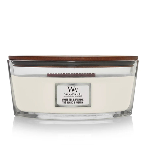 WoodWick White Tea Jasmine Candle Lumanare parfumata 453.6 gr - Eterna Beauty