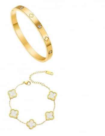 Set brățara Gold+brățară trifoi alb