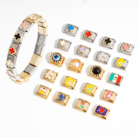 Charmuri - Talisman clover alb pentru bratara italiana