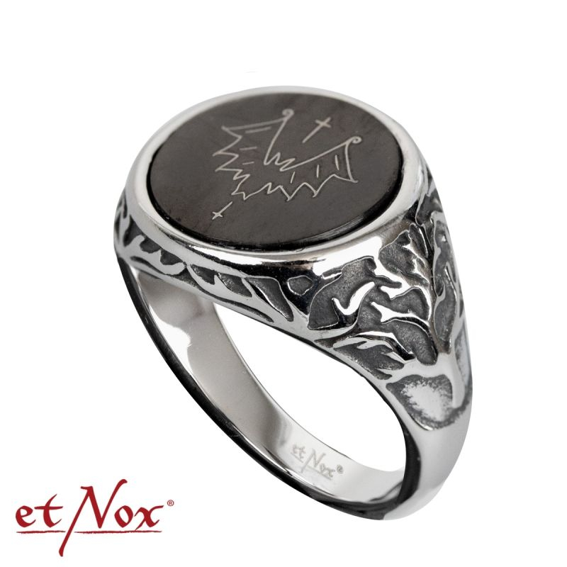 Inel etNox „Bat” din oțel inoxidabil, design cu gravură laser a unui liliac [3]