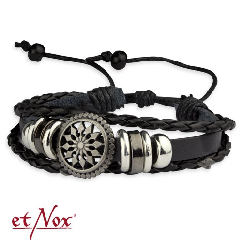 etNox - brățară din piele „Neagră” cu aliaj de zinc [1]