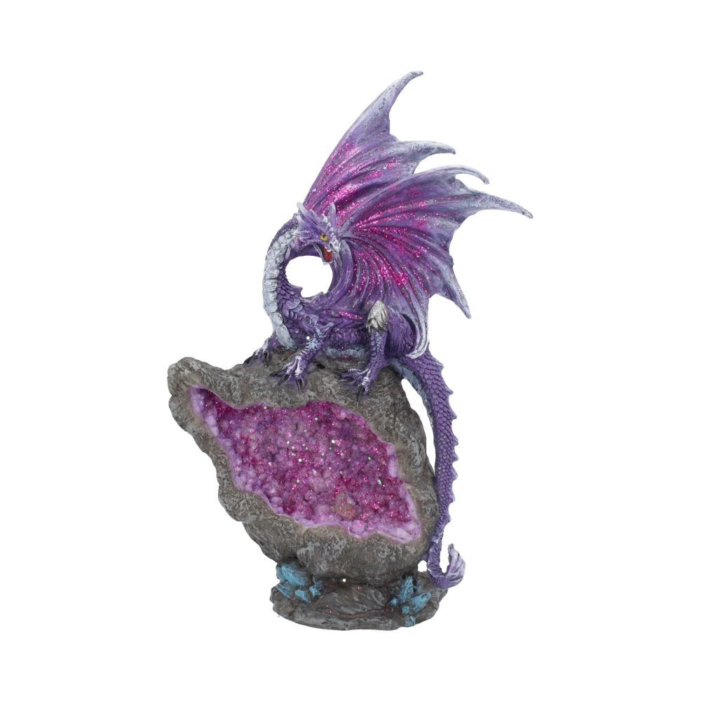 Figurină Amethyst Custodian – Dragon Violet pe Geodă de Ametist, 22 cm [3]