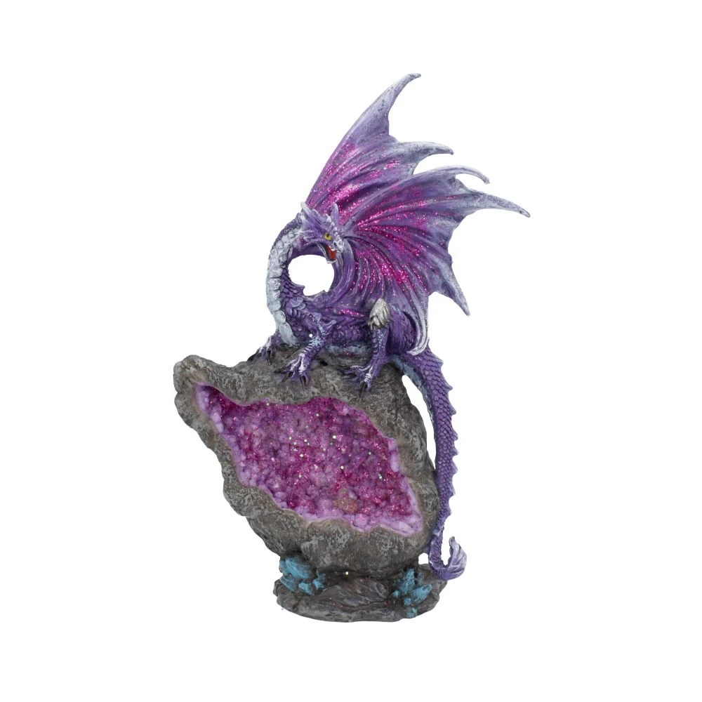 Figurină Amethyst Custodian – Dragon Violet pe Geodă de Ametist, 22 cm [2]