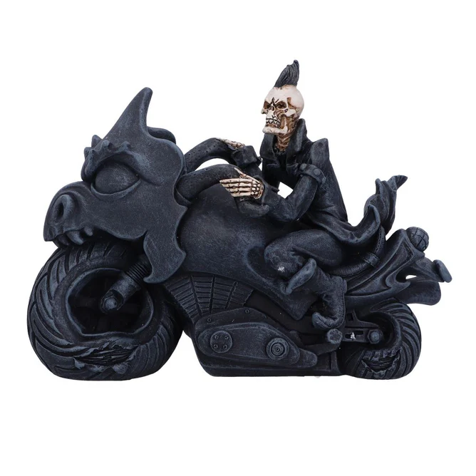 Figurină Biker Skeleton – Războinicul Întunericului pe Motocicletă, Gothic, Rock, 22 cm [3]