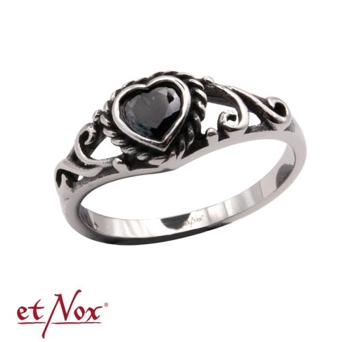 Inel etNox „Black Heart” – Design inimă neagră cu zirconiu [1]