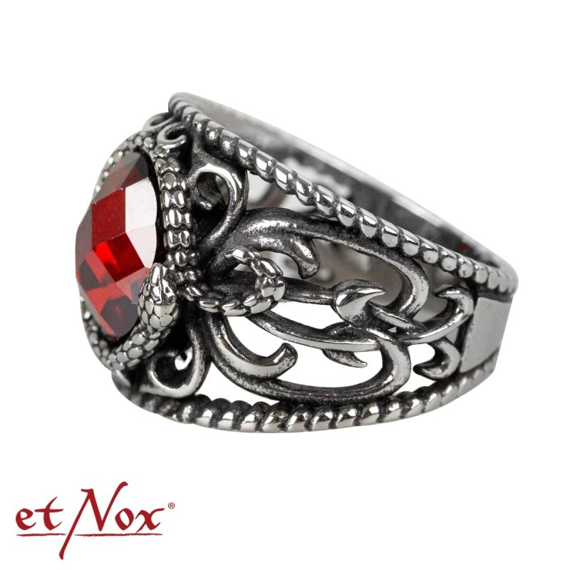 Inel etNox „Red Snake” – Design șarpe cu piatră roșie [2]