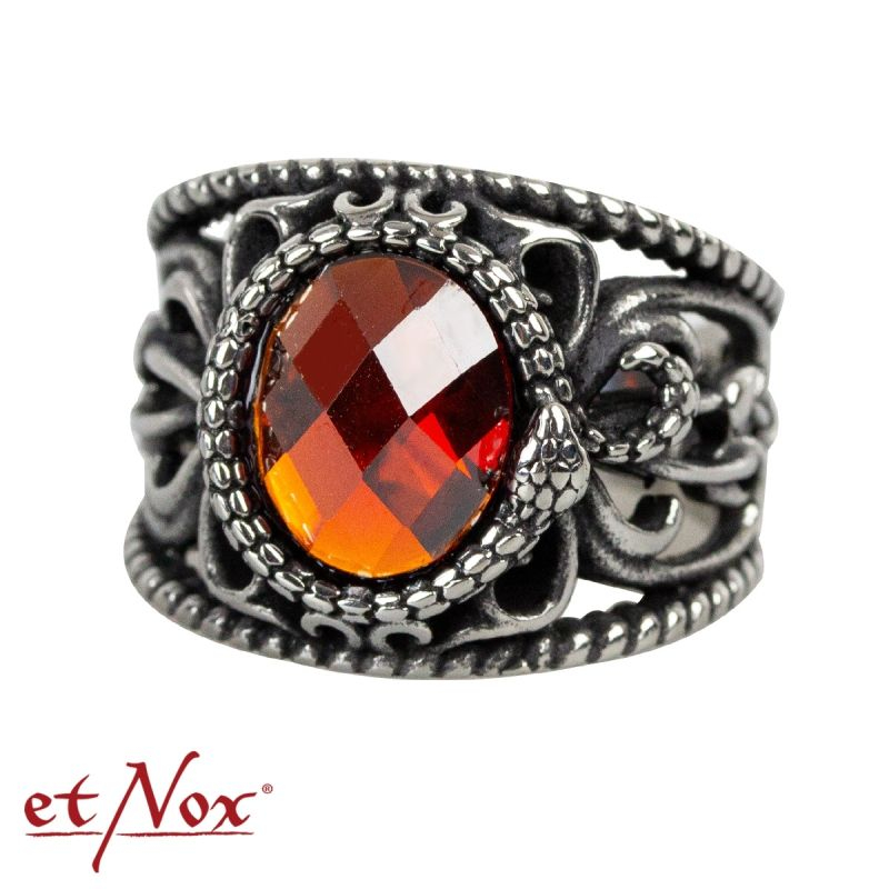 Inel etNox „Red Snake” – Design șarpe cu piatră roșie [3]