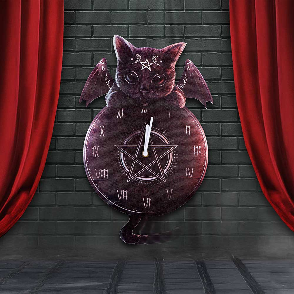 Malpuss Tickin' Clock – Ceas de Perete cu Pisica Gotica si Coada Pendul [1]