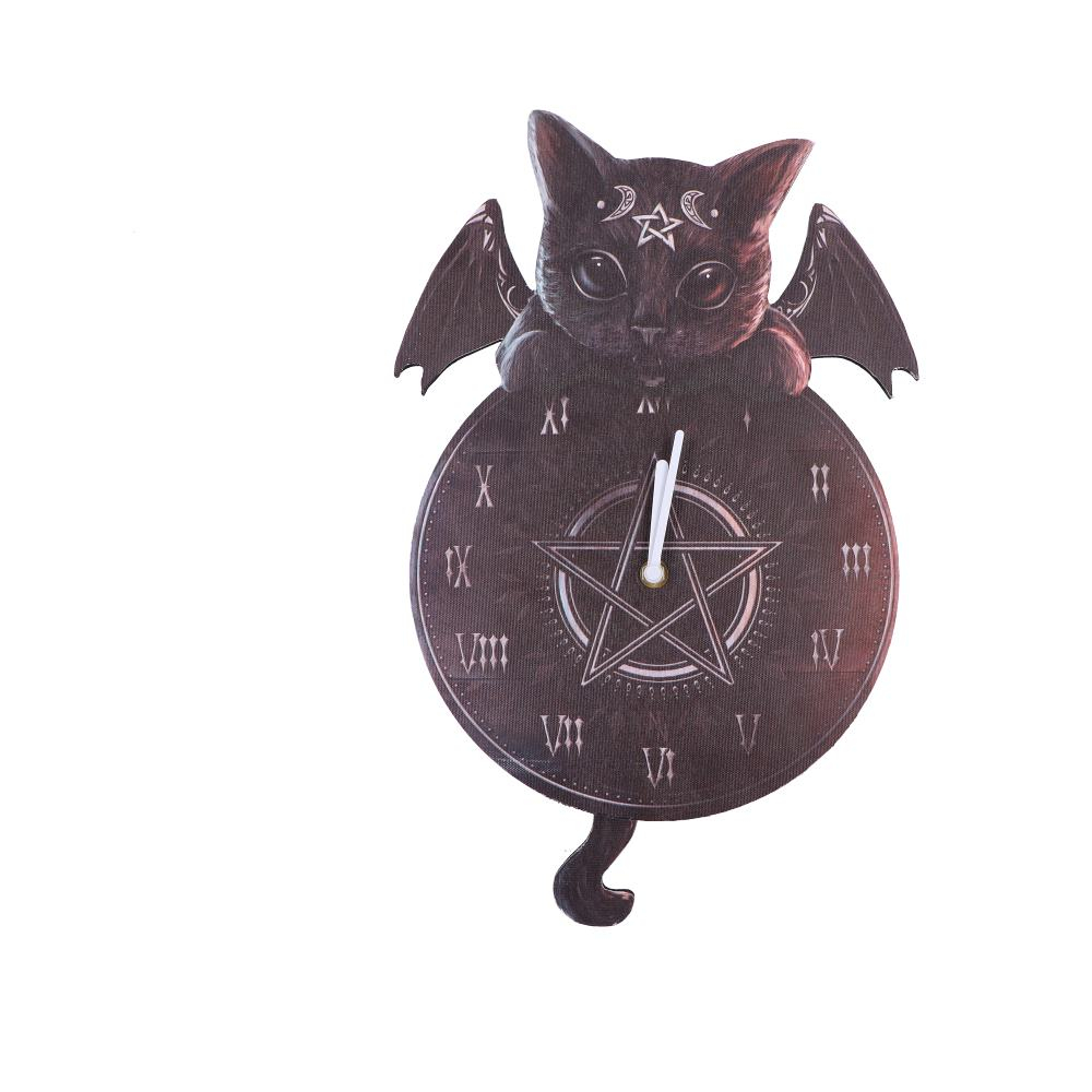 Malpuss Tickin' Clock – Ceas de Perete cu Pisica Gotica si Coada Pendul [3]