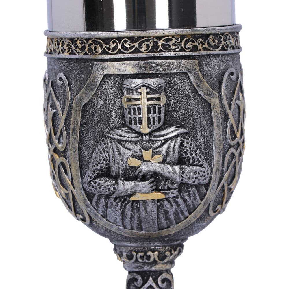 Pocal 'Armoured Medieval Knight Soldier' de 19 cm – Design cu cavaler medieval și detalii aurii [7]