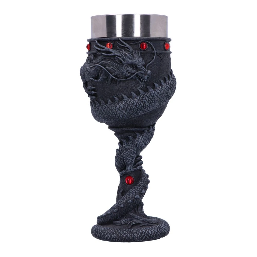 Pahar de vin cu dragon chinez negru încolacit [2]