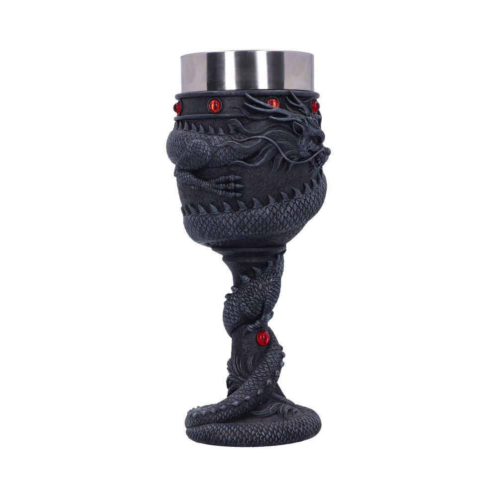 Pahar de vin cu dragon chinez negru încolacit [7]