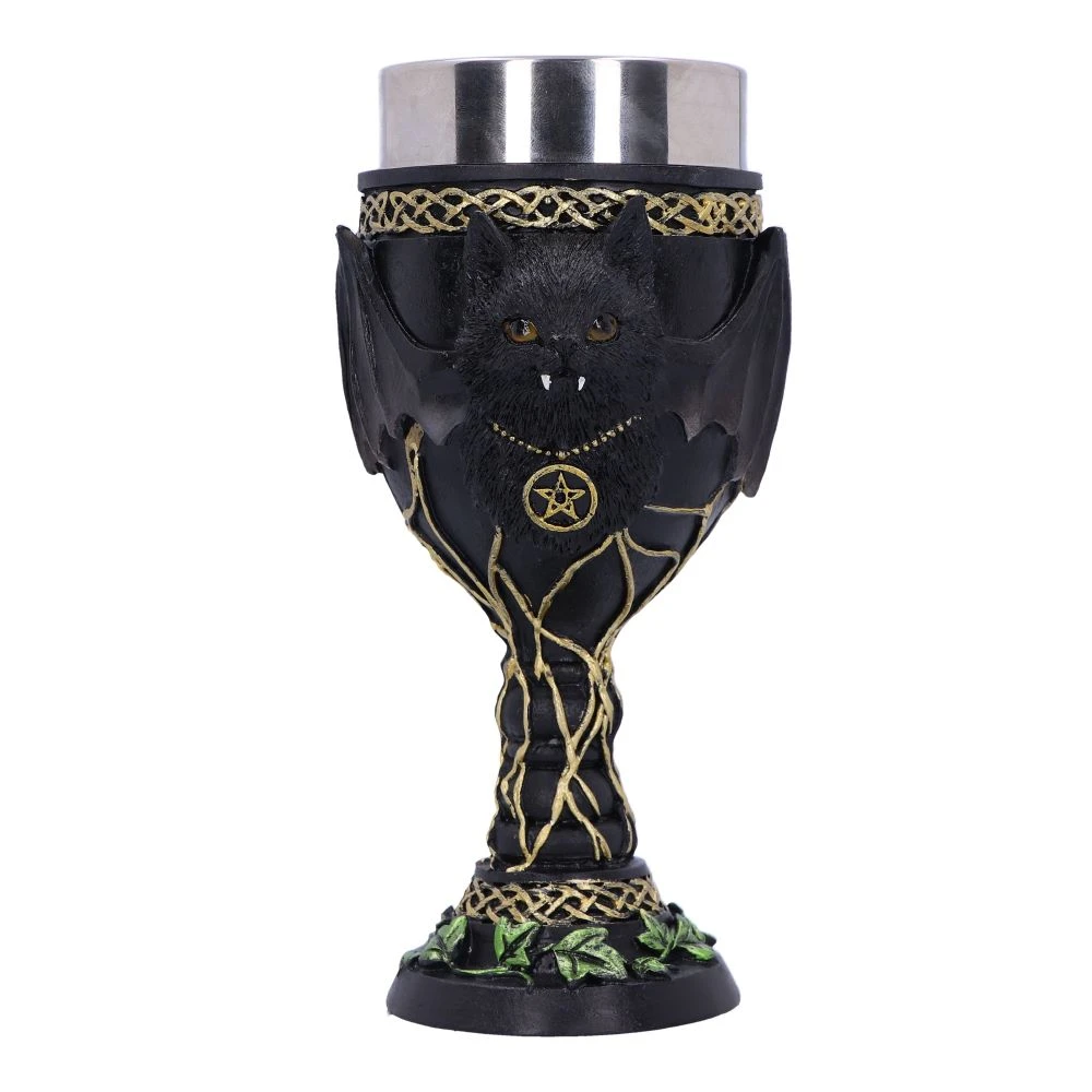 Pocal 'Feline Fang' de 17,3 cm – Design cu pisică neagră vampir și aripi de liliac [2]