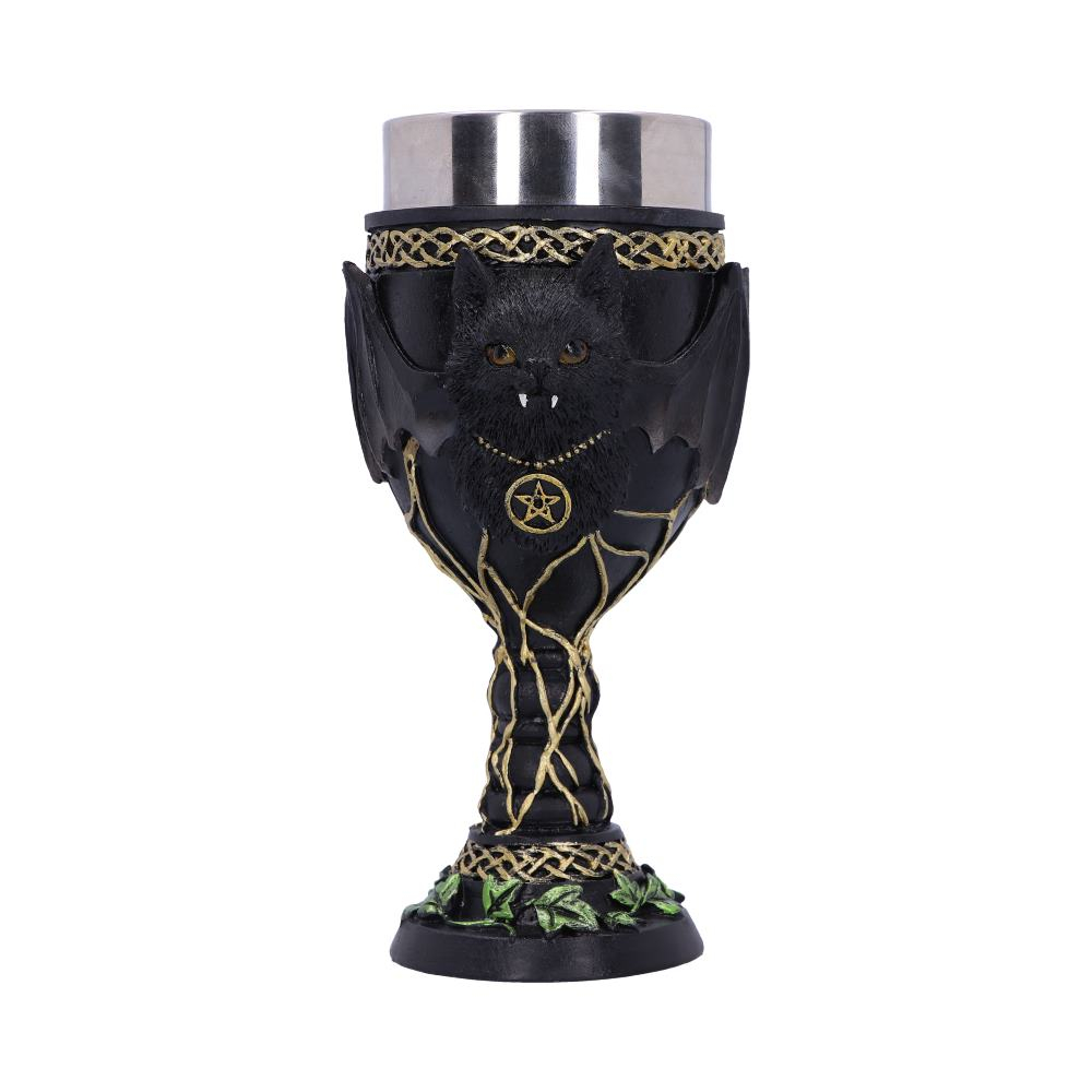 Pocal 'Feline Fang' de 17,3 cm – Design cu pisică neagră vampir și aripi de liliac [3]