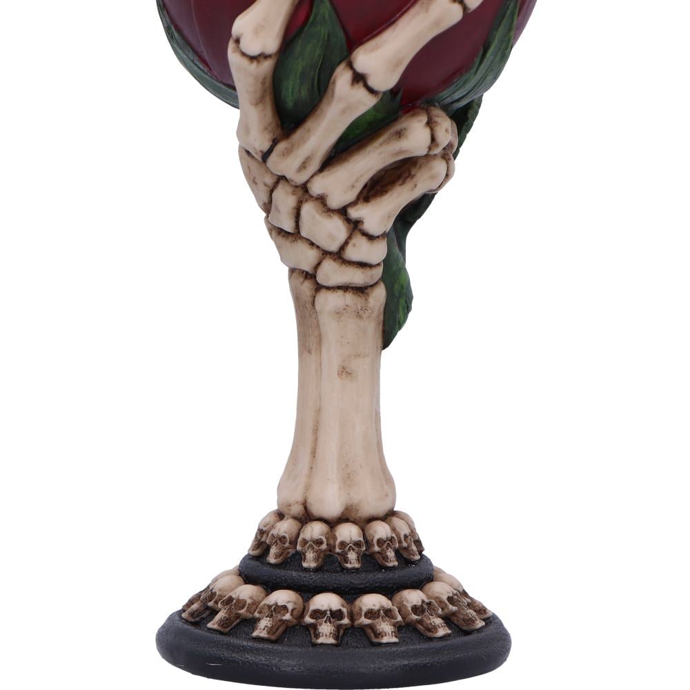 Pocal gotic 'Rose to the Occasion' de 20 cm – Design cu trandafir și mână scheletică [8]