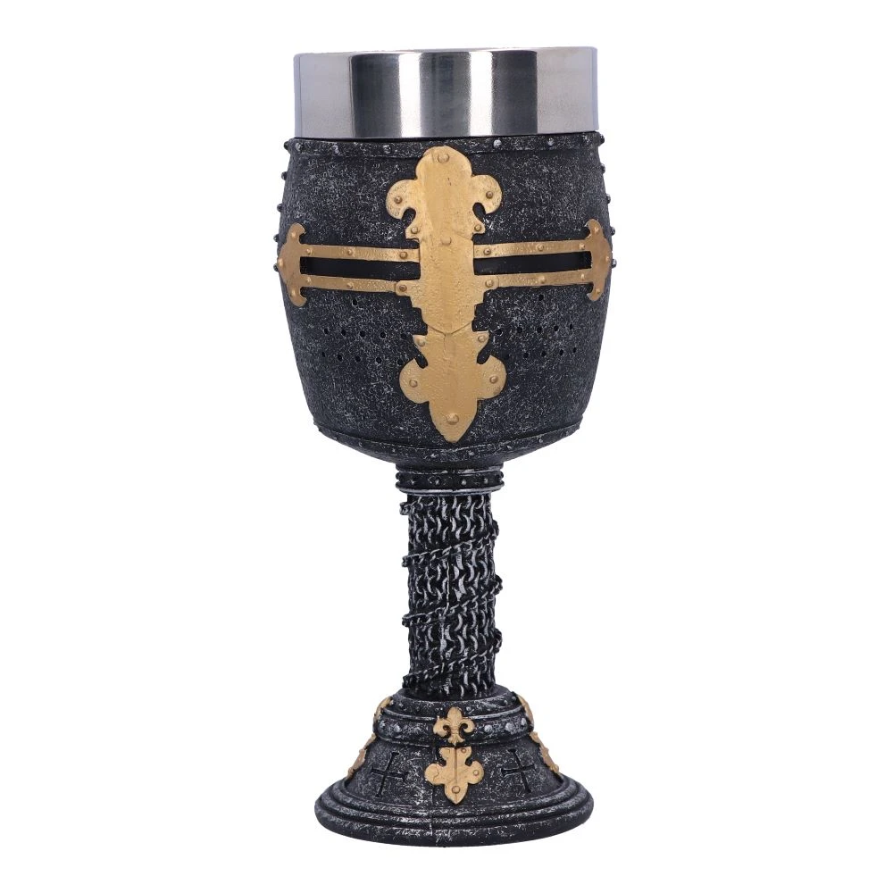 Pocal medieval Crusader Goblet – Design de cavaler cruciat, 18 cm [2]