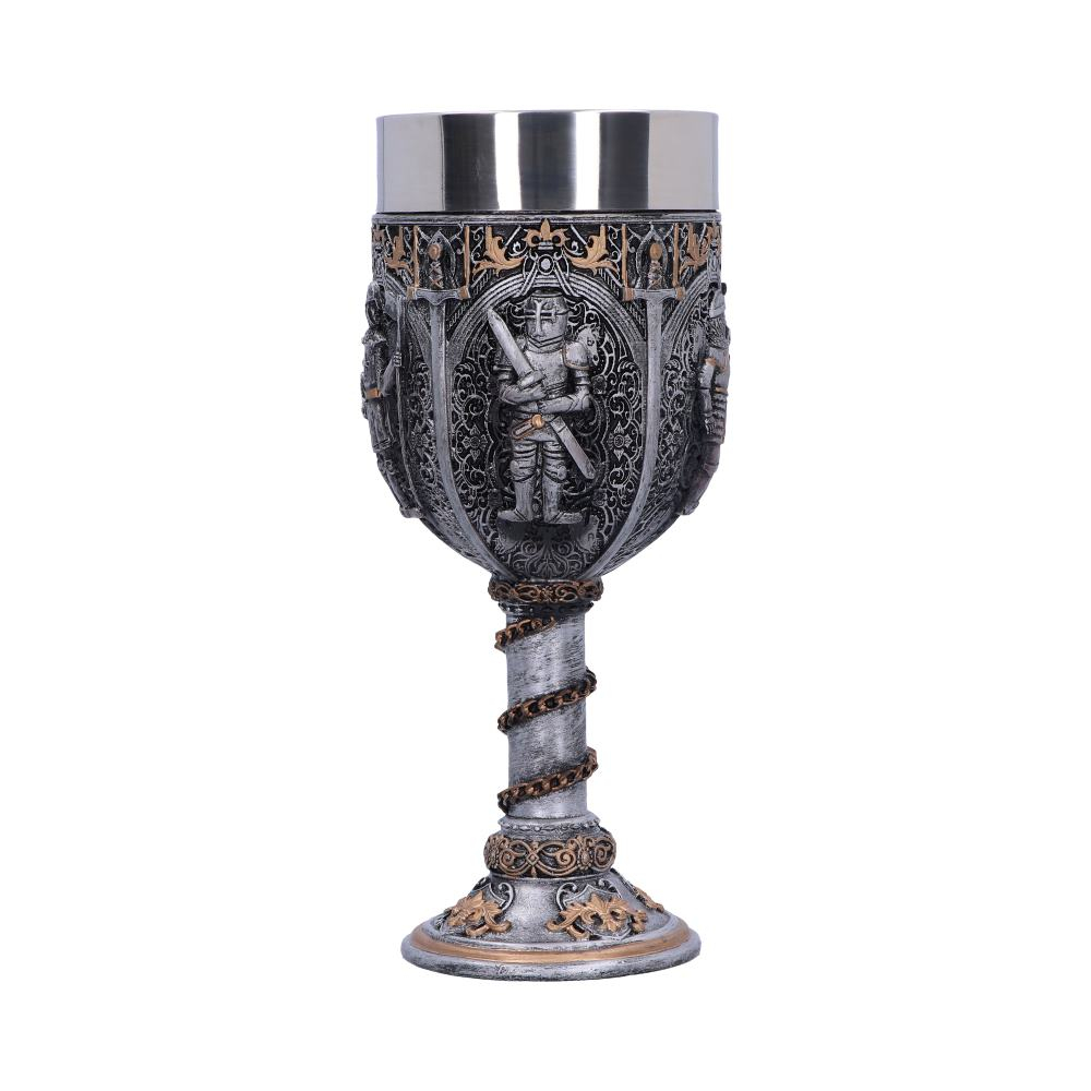 Pocal 'Medieval Knight' de 17,5 cm – Design cu cavaleri medievali și lanț decorativ [3]