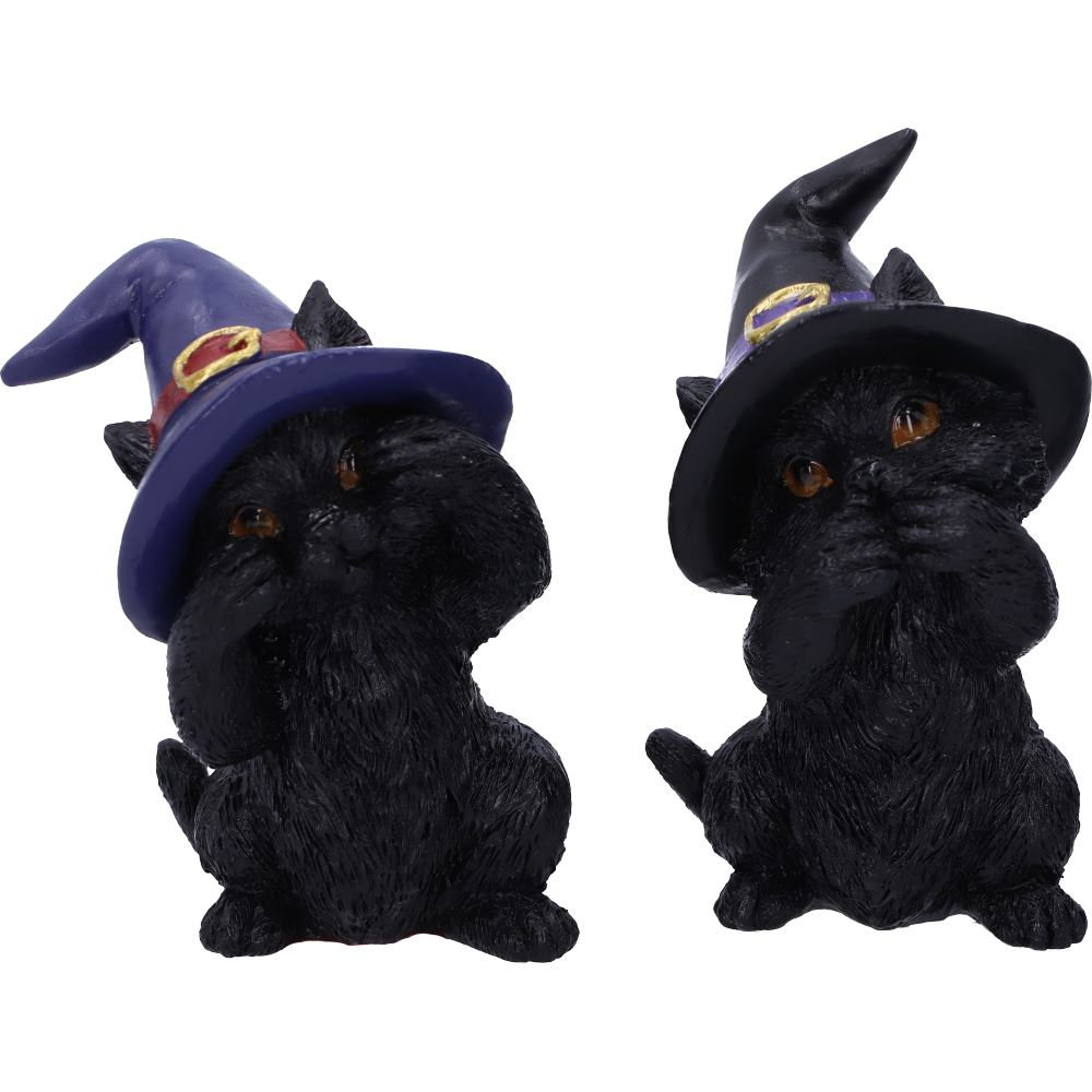 Set figurine Three Wise Familiars 9,2 cm - Pisici negre cu palarii de vrajitoare [7]