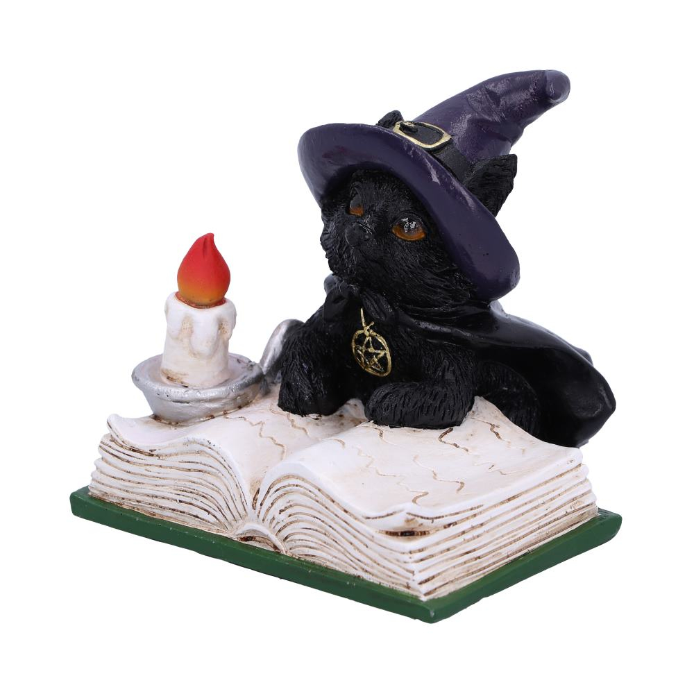 Statueta Familiar's Spell 8,5 cm - Decoratiune gotica cu pisica neagra si carte antica [6]