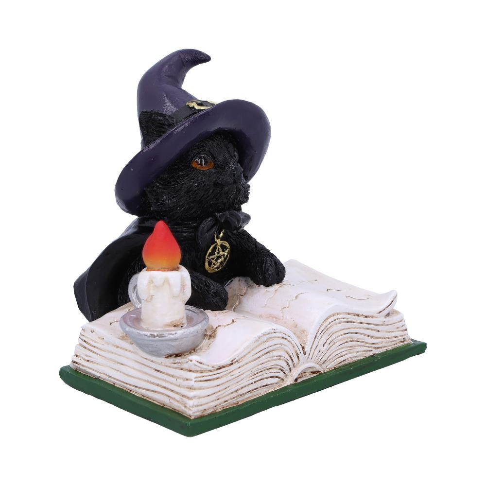 Statueta Familiar's Spell 8,5 cm - Decoratiune gotica cu pisica neagra si carte antica [8]