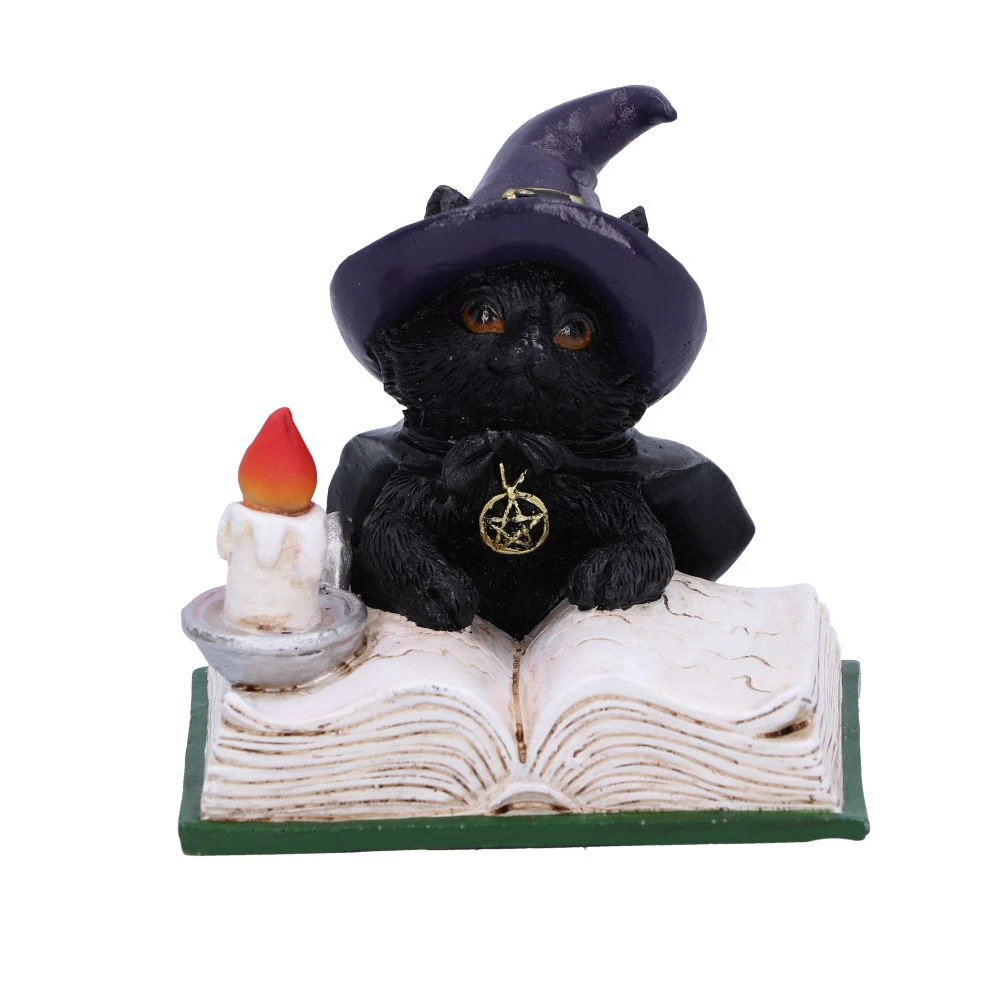 Statueta Familiar's Spell 8,5 cm - Decoratiune gotica cu pisica neagra si carte antica [2]