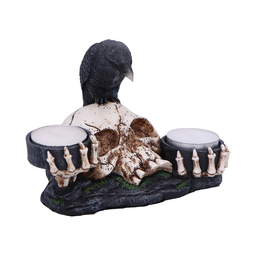 Suport lumanare Nevermore 15 cm - Decoratiune gotica cu corb si craniu [6]