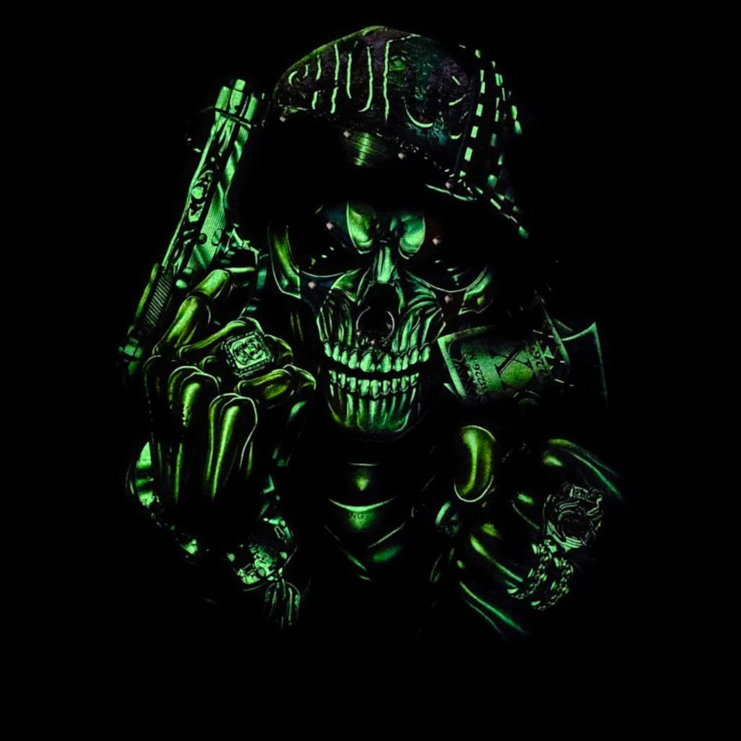 tricou-skull-gang-craniu-urban-pistol-bani-glow-in-the-dark [2]