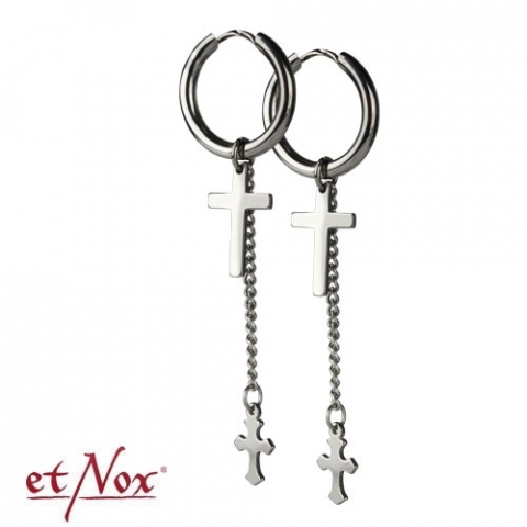 Cercei - Cercei etNox „Crosses with Chain” din oțel inoxidabil