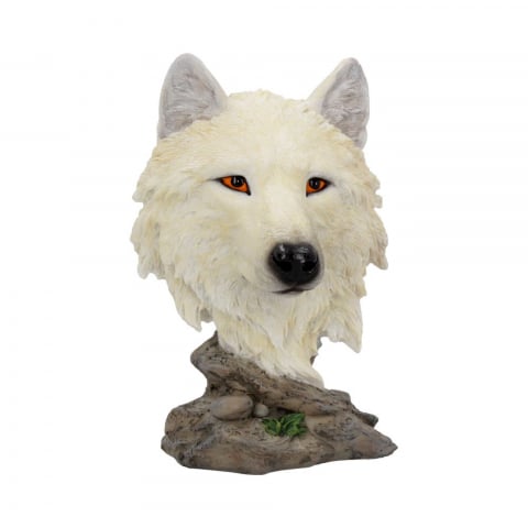 Figurine cu Animale - Bust Snow Searcher 16 cm - Sculptura decorativa lup alb