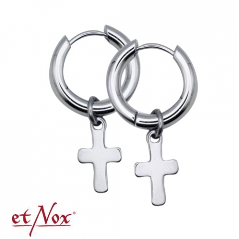 Cercei - Cercei etNox "Crosses with Chain" din oțel inoxidabil – Bijuterie gotică unisex