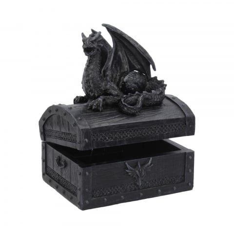 Figurine & Decor cu Dragoni - Cutie decorativă Sacred Keeper – Cufăr de comori cu dragon, 14,5 cm