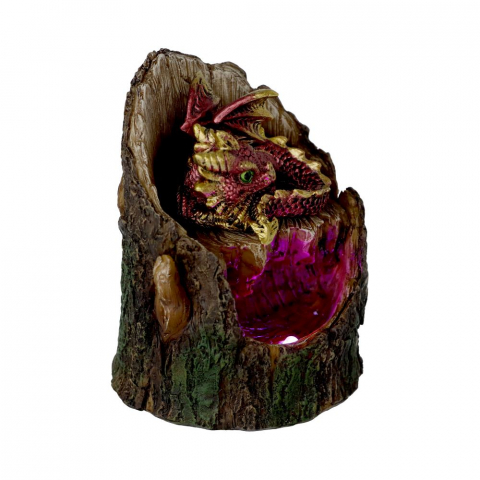 Figurină Arboreal Hatchling Red – Pui de Dragon Roșu în Trunchi de Copac Luminos, 10,8 cm [5]