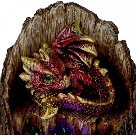 Figurină Arboreal Hatchling Red – Pui de Dragon Roșu în Trunchi de Copac Luminos, 10,8 cm [6]