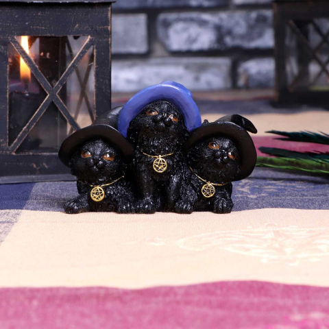 Decor - Figurina Familiar Felines – Pisici Negre cu Pălării de Vrăjitoare